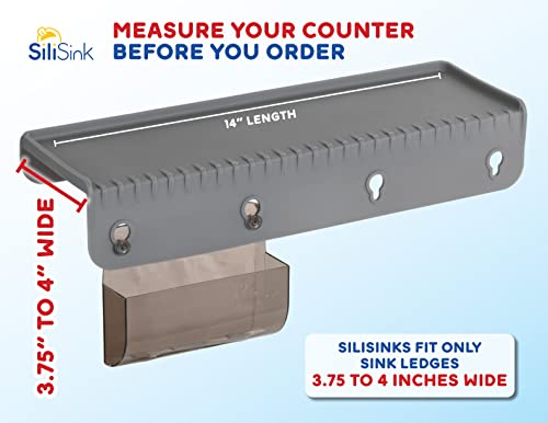 SiliProducts SiliSink Silicone Sink Edge Guard for Kitchen Sink - Fits 3.75” - 4” Wide - The Original Silicone Edge Protector with Sponge Caddy - Splash Guard, 14” Beige - color: Beige, size: 4in x 14in