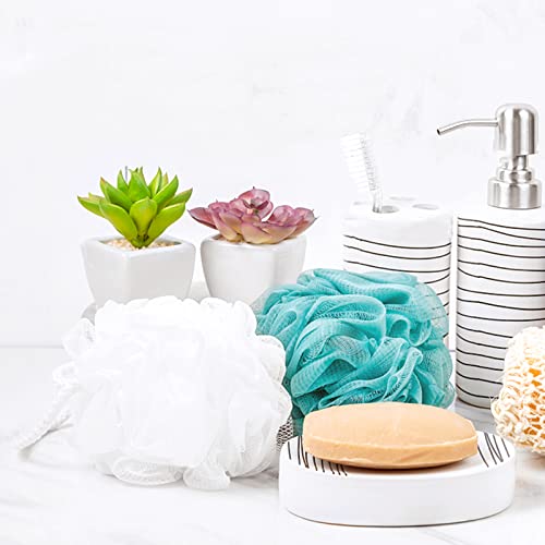 BTYMS 6 Pcs Shower Pouf 60g Bath Loofah Shower Sponge Loofahs Exfoliating Mesh Puff Body Wash Sponge - color: White&pink&green&cyan&brow&gray, size: 6 Count (Pack of 1)