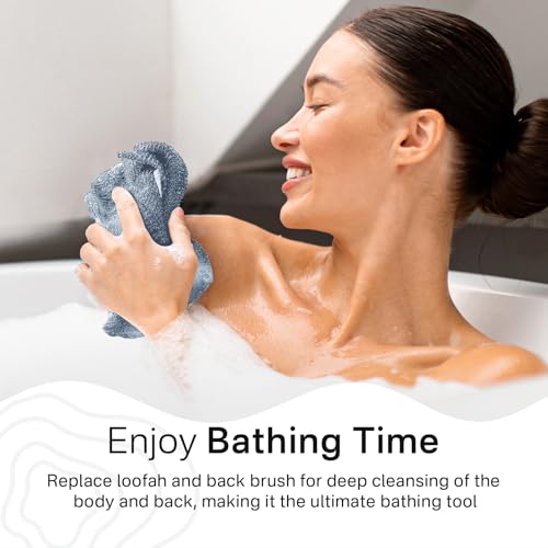 Yiclick Exfoliating Washcloth Towel- Exfoliating Body Scrubber Exfoliator, Back Scrubber for Shower Bath, Exfoliate Rags Wash Cloths, Loofah Lufa Sponge, Body Scrub & Exfoliation Women Men - color: Silver