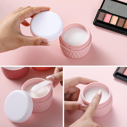 Kuangre Travel Containers for Toiletries, Silicone Cream Jars BPA-Free, TSA Approved 3oz Travel Size Containers, Leak-proof Silicone Jars with Lid for Cosmetic Face Hand Body Cream (4 Pack) - color: Terracotta, size: 3 Ounces