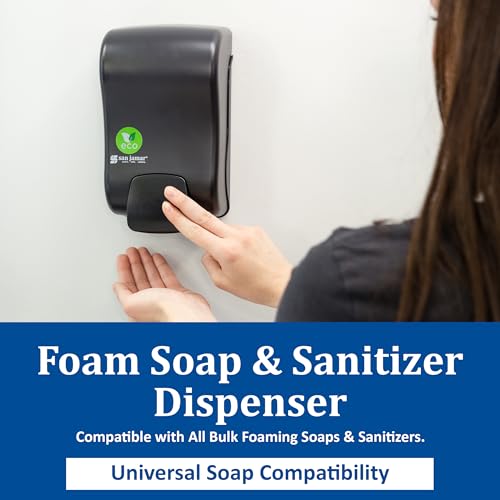 San Jamar Rely Soap Dispenser – 900ml Wall Mounted Manual Liquid Dispenser with Efficient Pump for Home and Commercial Use, Black Pearl