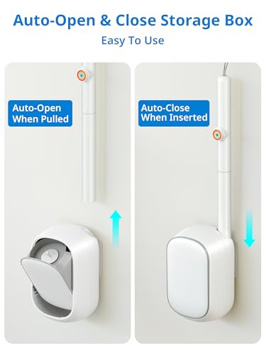 Disposable Toilet Cleaner Wand and Holder Set, Wall Mounted Toilet Bowl Brush Kit with 12 Refill Heads, Hygienic Toilet Cleaning System for Bathroom and RV - size: Toilet Brush + Storage Caddy + 12 Refills