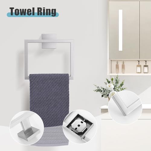 YACVCL 5-Pieces Brushed Nickel Bathroom Hardware Accessories Set Towel Bar Set Upgraded Toilet Paper Holder with Shelf Stainless Steel Wall-Mounted Bathroom Hardware Set 23.6 Inch - color: Brushed Nickel, size: 5Pcs