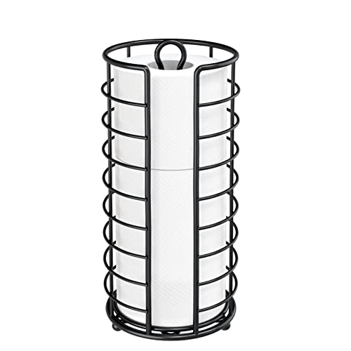 Toilet Paper Holder Stand, Freestanding Bathroom Toilet Paper Organizer, 3 Mega Roll Toilet Paper Holder for Under Sink, Vanity, Cabinet Shelf (Black) - color: Black