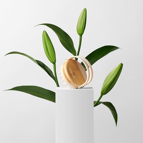 The Hair Edit Scalp Renew Bamboo Shampoo Massage Brush, Scalp Scrubber with Soft Silicone Bristles for Hair Growth, Exfoliation