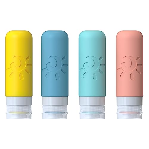 Zafit Travel Bottles for Toiletries, TSA Approved Travel Containers 3oz Leak Proof Travel Tubs Refillable Liquid Travel Accessories for Shampoo Conditioner Lotion Body Wash(Multicolored B) - color: Multicolored B