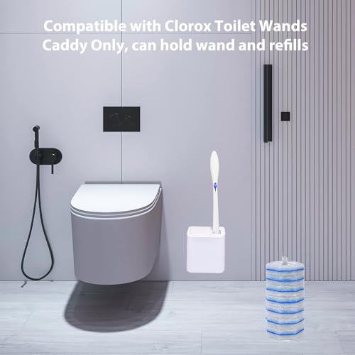 Wall Mounted Holder Fit for Clorox Toilet Wand, Compatible with Clorox Toilet Wand Holder only, Automatic Open and Closing Lid Design, White - size: 1 pack