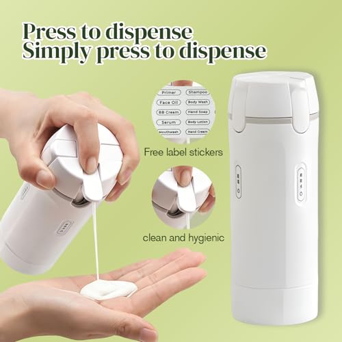 4 in 1 Travel Dispenser, 4 Pack 30ML Travel Bottles with Measurement Scale & Label Stickers for Toiletries, Leak Proof Dispenser Bottle Containers for Shampoo Lotion Conditioner Cream (White) - color: White