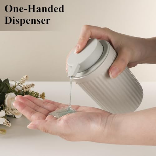 BosilunLife Grey Soap Dispenser Set - 2 Pack 12oz Ceramic Dish Soap Dispenser with Rust Proof Pump for Kitchen, Hand Soap and Lotion Set Suitable for Farmhouse Bathroom Decor - color: Grey-liquid Pump