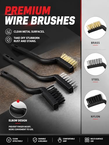 TAKAVU Car Detailing Brush Kit, 10 Piece Boar Hair for Interior | Detail Brushes, Wire Brush & Microfiber Towel for Engine Bay & Auto Interior Cleaning, Vents, Emblems & Trim