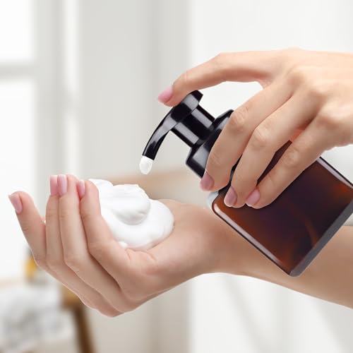 250ML Foaming Soap Dispenser, 2-Pack Plastic Hand Soap Dispenser, Refillable Leakproof Foam Pump Bottle with Waterproof Labels, for Shampoo, Body Wash - color: Brown, size: 250ML