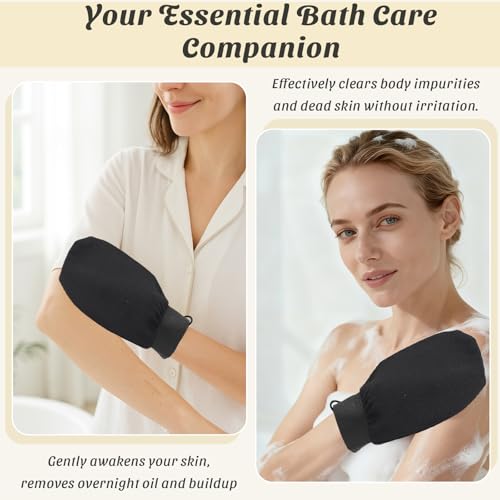 2-Pack Hemp Bath Gloves – Natural Shower Mitts for Body Scrub, Gentle Exfoliating Washcloth Mittens for Men & Women Skincare