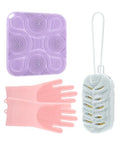3 Pack Silicone Body Scrubber Set Include Silicone Bath Sponge Brush + Body Scrubber Pad + Gentle Exfoliating Glove, Quick-Dry & Hygienic, Long-Lasting and Easy to Clean, Ideal for Women, Men