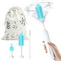 SEANCHEER S02 Electric Bottle Brush Set, Portable Baby Bottle Brush Cleaner, AA Battery-Powered & IPX7 Waterproof, with Silicone Bottle/Nipple/Straw Brush, for Home & Travel (Blue) - color: White-blue