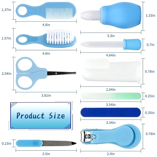 Baby Healthcare and Grooming Kit, Electric Safety Nail Trimmer Baby Nursery Set Newborn Nursery Health Care Set with Hair Brush Comb for Infant Toddlers Boys Girls Kids - style: Blue 32 in 1