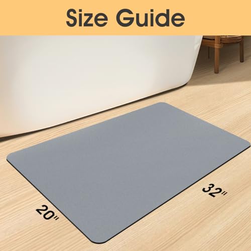 ACCUMTEK Non Slip Bath Mat, Thin Bathroom Rugs Fit Under Door, Quick Dry Bath Mats, Machine Washable Bath Rugs for Bathroom, Bathtub & Kitchen, Bathtub & Kitchen, Grey/Solid/32 x20 - color: Grey, size: 1'8" x 2'8" (Rectangular)