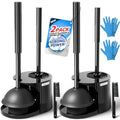 FORASTO 2Pack 2 in 1 Toilet Brush and Plunger Set, Extended Handle Plunger,Toilet Bowl Brush Plunger Set,Clean Gloves,Cleaning Tools,Cleaning Brush,Cleaning Supplies,Toilet Brush Plunger Combo,Black