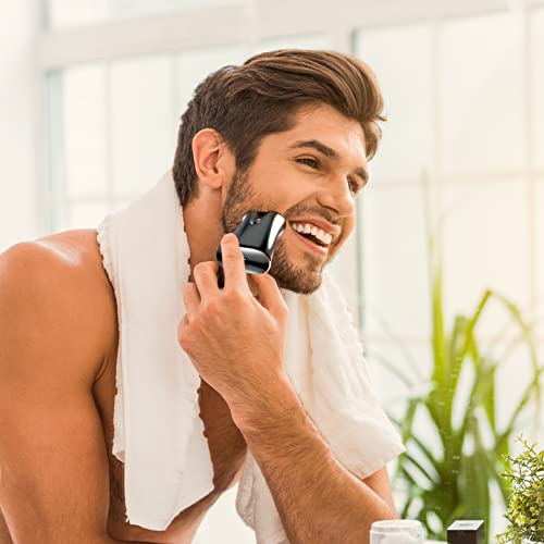 Perry Ellis Electric Shaver for Men, Cordless Rotary Razor, Rechargeable Travel Shaver with Dual Blades, Waterproof IPX5, Compact Grooming Kit for Face, Beard, Mustache & Sensitive Skin