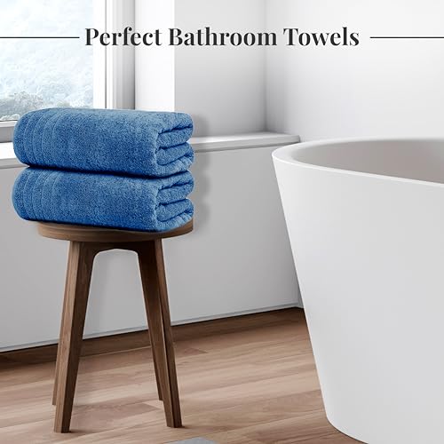 Tens Towels Pack of 4 Extra Large Bath Towels 30 x 60 Inches, 100% Cotton, Larger & Lighter Weight, Quicker to Dry, Super Soft and Absorbent, Perfect for Bathroom, Blue - color: Blue