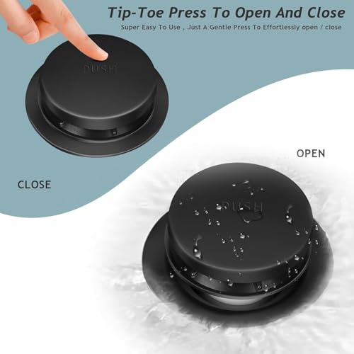 Tip-Toe Bathtub Drain Kit with Two-Hole Overflow Plate, Premium Quality Bath Tub Drain Replacement fits for All Bathtub, Universal Fine/Coarse Thread Bathtub Stopper (Matte Black) - color: Matte Black