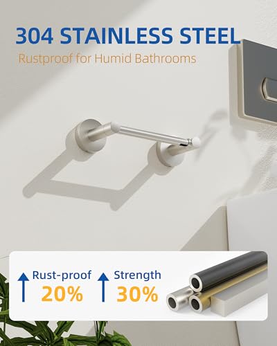RUACQ Bathroom Toilet Paper Holder, Double Post Pivoting Wall Mounted Toilet Paper Holders, Stainless Steel and Zinc Alloy Bathroom Tissue Holder(Brushed Nickel) - color: Brushed Nickel, size: Wall Mounted