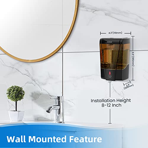SVAVO Automatic Soap Dispenser Hand Soap Dispenser Wall Mount 600m/21fl.oz, Touchless Electric Sensor Pump Battery Operated for Offices Home Kitchen Bathroom Hotel Restaurant Commercial - color: Black+amber, size: 600ml