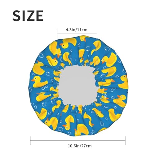 Rubber Ducks Shower Cap For Women Reusable Waterproof Double Layers Bath Cap Hair Protection Elastic Ladies Spa Salon Shower Hat - color: Yellow Rubber Duck