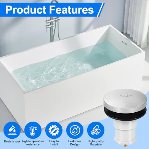 1 Pack 1068204 Bathtub Drain Stopper Replacement and Cover Compatible with Kohler Bathtub K-7272 K-7271 K-7259 K-7265, Bathroom Pop Up Tub Drain Stopper with 3/8'' Thread Studs (Chrome Cover) - color: Chrome Cover