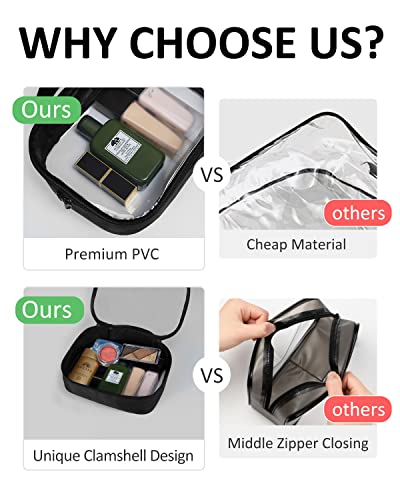 Moyad TSA Approved Toiletry Bag Clear Quart Size Travel Bags Makeup Bag | Large Opening, for Men and Women, Carry on Airline Compliant, Transparent Liquids Pouch, Black - color: Black, size: 1 Pack, Handle