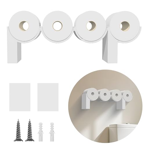 Poop Toilet Paper Holder Stand with Shelf, 3D Printed Funny Bathroom Decor, White Cute Quirky Wall-Mounted Storage for Toilet Paper Rolls, Ideal Gift for Boys and Girls