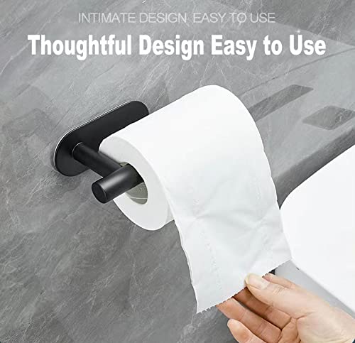 2 PCS Toilet Paper Holder, Premium SUS304 Stainless Steel Rustproof Wall Mounted Toilet Roll Holder No Drilling Toilet Tissues Holder for Bathroom, Washroom, Kitchen - color: Black