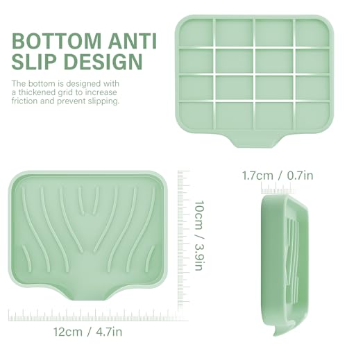 Silicone Soap Dish with Drain, SAISN Kitchen Soap Tray for Shower 2 Pack Self Draining Soap Dish Soft Bathroom Soap Holder for Kitchen Sink Flexible Portable Soap Saver, Light Green - color: Light Green