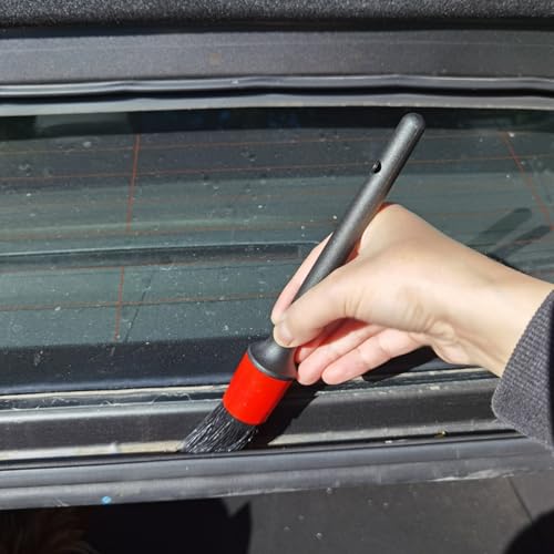 Car Detailing Brush Set of 5 - Boar Bristle, Car Cleaning Brush, Wheel Cleaner Brush, Car Dust Brush, Car Interior Leather Seat and Vent Brush, Parts Cleaner Brush