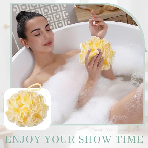 Sunnyray 4 Pack Loofah Bath Sponge Lace Mesh Set Large 60g Shower Poufs Body Scrubber Bath Loofah Ball Body Wash Sponge Exfoliating Scrubber Luffa Puff for Women Men Cleanse Skin Accessories(Fresh) - color: Fresh