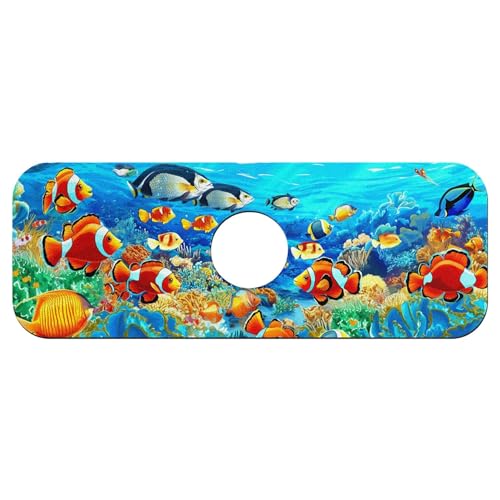 Faucet Fast Absorbent Pad - Beautiful Underwater World Drying Pad, Suitable For Kitchen, Bathroom, Island And Other Scenes - color: Beautiful underwater world