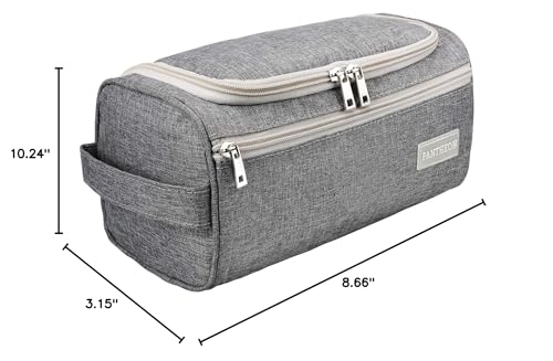 Pantheon Hanging Travel Toiletry Bag for Men, Dopp Kit - Gray | Hanging hook, water-resistant lining, zip & mesh pockets; men's Dopp kit for travel, gym, hotel & bathroom - color: Grey