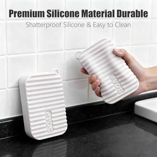 AIDIMMING Extra Large Silicone Soap Case for 10oz Duke Cannon Bar Soap – Leakproof Travel Soap Holder with Self-Draining Lid - Large Capacity, Durable, Impact-Resistant, Stain-Resistant (Milky White) - color: Milky White