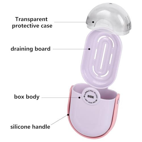 Travel Soap Case, 2 Pack Soap Container with Lid, Portable Bar Soap Holder & Soap Dish with Silicone Handle for Shower, Gym, Camping Essentials, Hiking, Travel Accessories -Purple - color: Purple