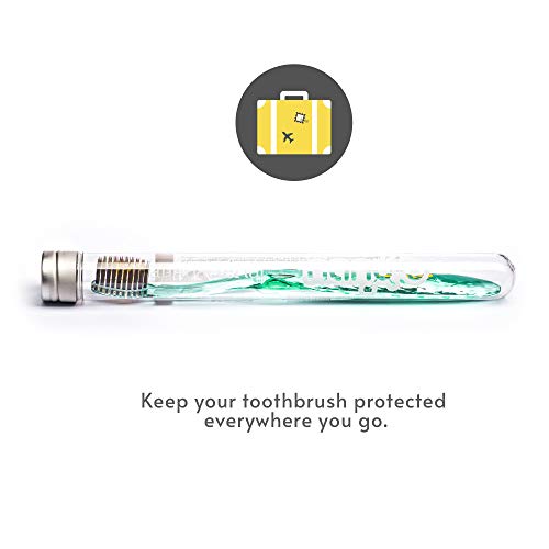 Nano-b Manual Toothbrush for Adults with Sensitive Gums, Gold & Charcoal Soft/Medium Bristles, Travel Case, Green - color: Green, style: Gold/Charcoal Bristles