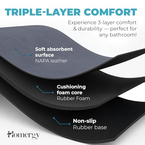 Homergy Bath Mat for Bathroom Non Slip, Quick Dry, 20x32 in, Dark Grey | Ultra absorbent, machine washable, mildew resistant shower mat with rubber backing for tub, poolside and outdoor showers - color: Dark Gray, size: 20" x 32"