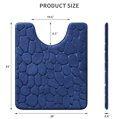 YIHOUSE Memory Foam Bath Mat Cobblestone Bathroom Rugs Super Water Absorbent Bath Mats for Bathroom Machine Washable Bath Rugs(20 x 24,Dark Blue) - color: Dark Blue Single, size: 1'8" x 2' (Rectangular)