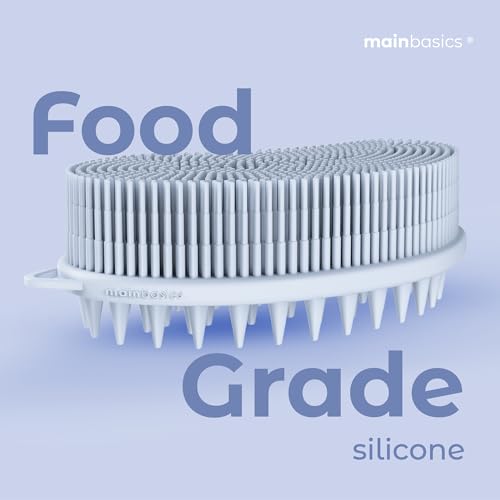 MainBasics Silicone Body Scrubber Dual-Sided, Frosted Sky, Scalp | Shower Scrubber and Scalp Massager, Gentle Silicone Loofah Alternative for Deep Clean - color: Frosted Sky, size: Scalp