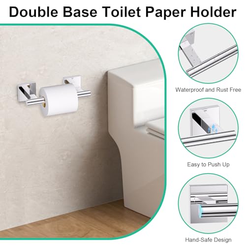 10 Pieces Polished Chrome Towel Bar Set, Double Dase Toilet Paper Holder Bathroom Hardware Set, 23.6 Inch Stainless Steel Towel Rack for Bathroom Wall Mounted - color: Polished Chrome, size: 10pieces B