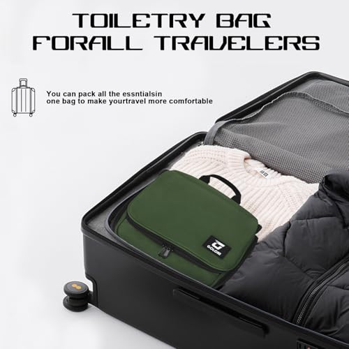 Goloni Hanging Toiletry Bag, 10 Compartments Water-Resistant Makeup Bag with 360° Spinning Metal Hook, Large Travel Cosmetic Organizer for Men & Women, Green (7.05oz) - color: Green
