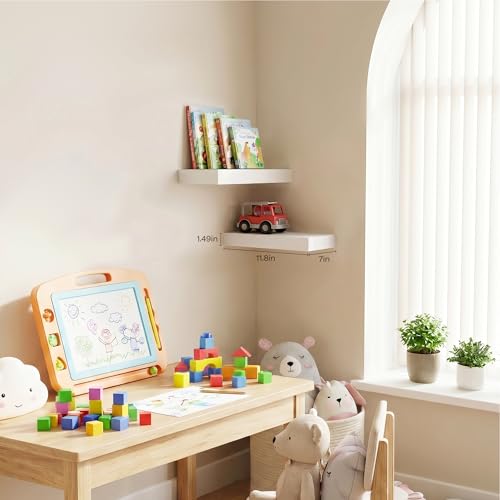 Floating Shelves Set of 2,11.8 Inches Small Wall Shelves for Living Room Bathroom Kitchen and Bedroom,White - color: White, size: 11.8''
