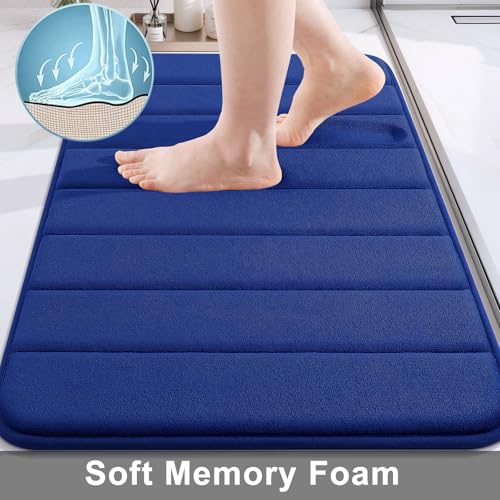 Buganda Memory Foam Bath Mat, 30" x 20", Ultra Soft Bathroom Rugs, Water Absorbent and Machine Washable Bath Rug for Bathroom, Shower, and Tub, Navy Blue - color: Navy Blue, size: 30" X 20"