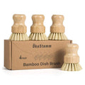 4 Pack Bamboo Dish Brush, Dish Scrubber Brush with Sisal Bristle, Natural Scrub Brush for Kitchen Cleaning Dishes, Pots, Pans, Bottles, Vegetables