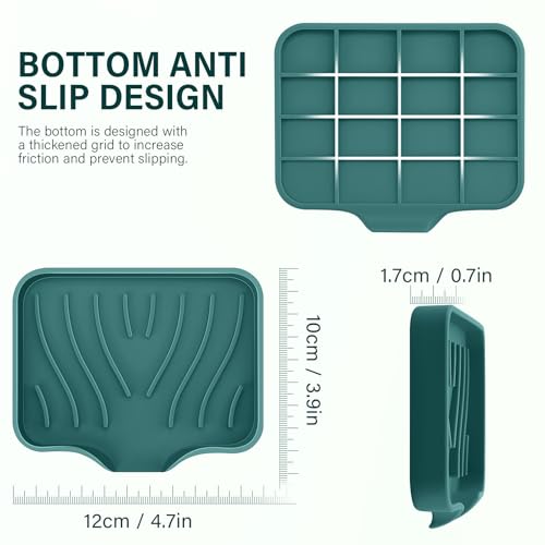 Silicone Soap Dish with Drain, SAISN Kitchen Soap Tray for Shower 2 Pack Self Draining Soap Dish Soft Bathroom Soap Holder for Kitchen Sink Flexible Portable Soap Saver, Green - color: Green