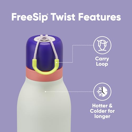 Owala FreeSip Twist Insulated Stainless Steel Water Bottle with Straw for Sports and Travel, BPA-Free, 18-oz, Purple/Mint (Minty Horizon) - color: Minty Horizon, size: 18 Ounces