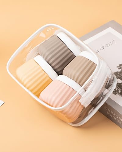 Mrsdry Travel Containers for Toiletries 4 Pack, TSA Approved Travel Size Toiletries, Travel Size Containers, With Clear Bag Leak Proof Silicone Jars, Travel Essentials Creams Jars Carrying Small Items - color: Apricot, size: 3 oz